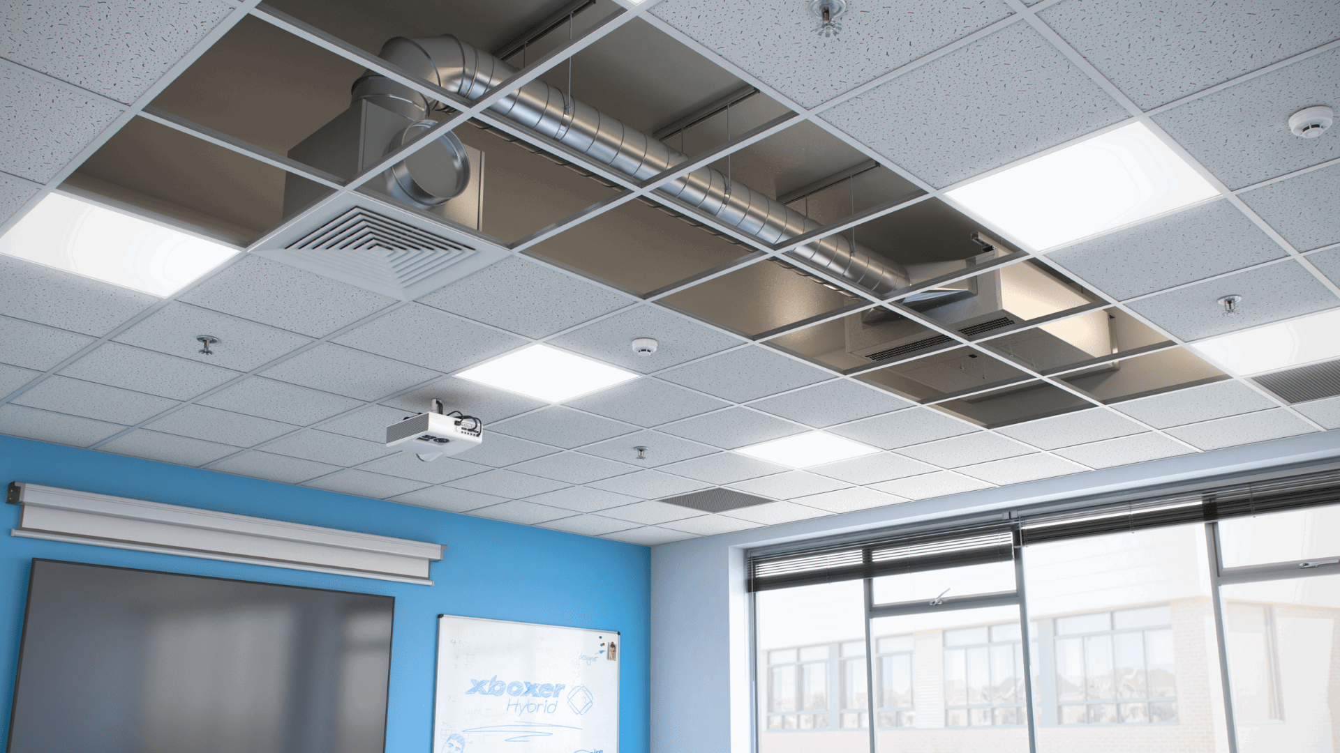 XBOXER hybrid ventilation units - Classroom Duct Installation - nuaire