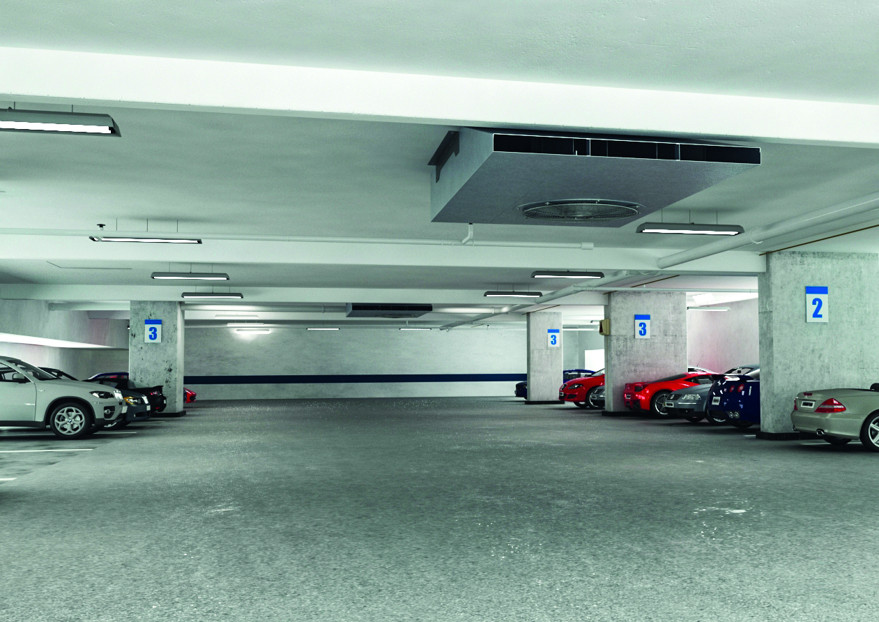 car park ventilation systems - SVTC Smoke Fan - Car Park Installation - nuaire