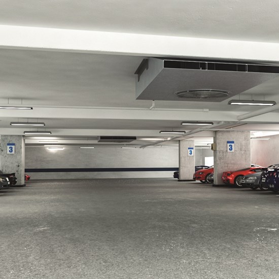 car park ventilation systems - SVTC Smoke Fan - Car Park Installation - nuaire